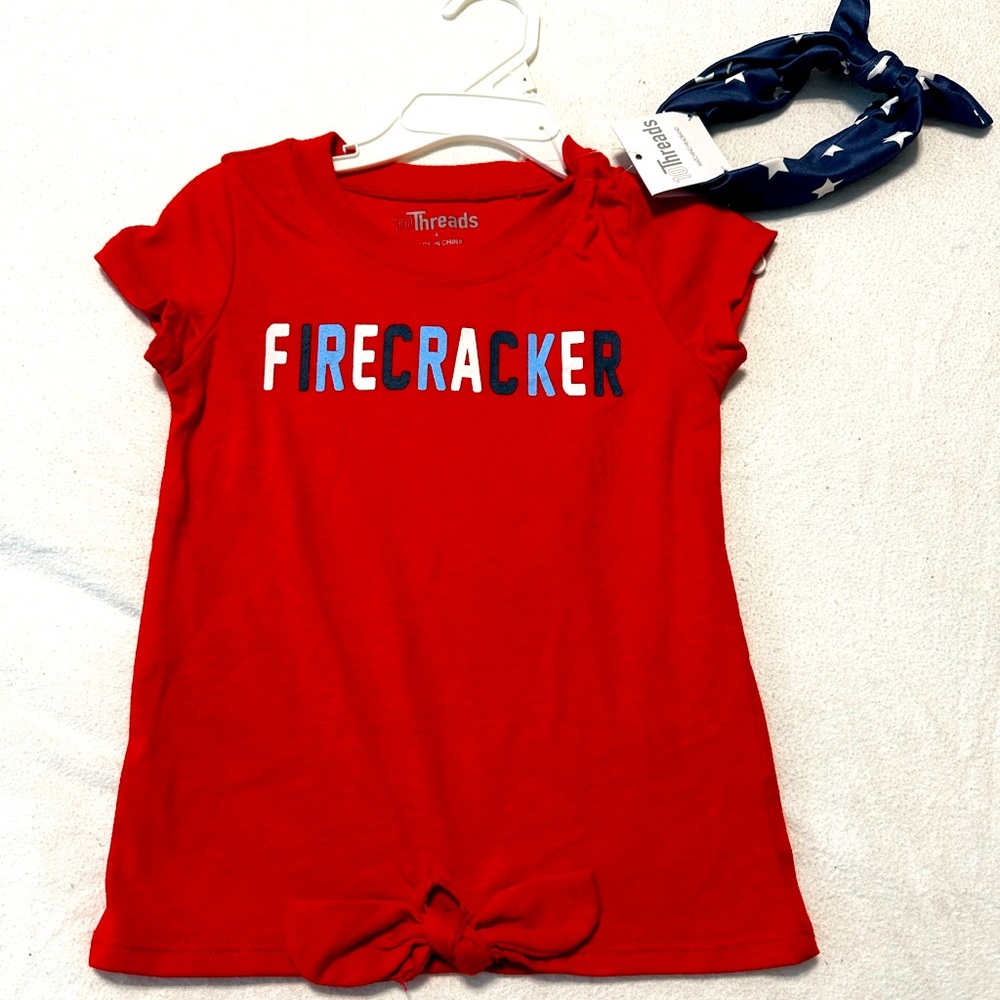 NWT 10 Threads 4th of‎ July shirt and headband